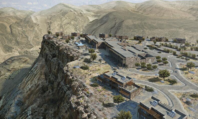 Das Alila Hotel in der imposanten Schlucht von Jebel Akhdar. luxusreisen Oman Jebel Akhdar-Schlucht