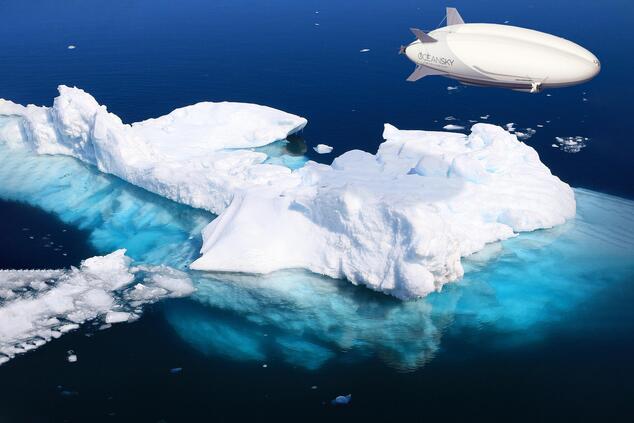 Das Luftschiff wird etwa 36 Stunden lang zwischen Svalbard und dem Nordpol verkehren. Foto: OceanSky. luxusreisen Nordpol-Luftschiff oceanSky