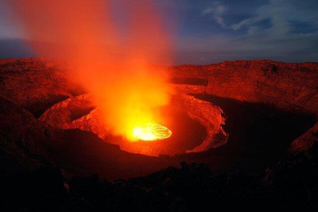 Der Vulkan Nyiragongo im Kongo.