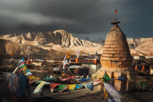 Dächer in Lo Mantang City. reise nach mustang nepal