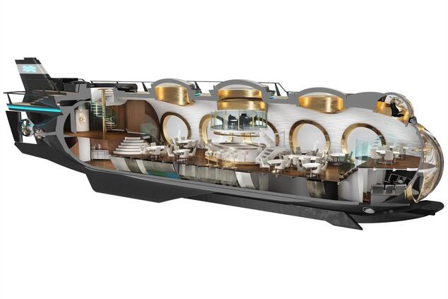 Visualisierung des Innenraums eines Luxus-U-Boots. Bild: U-Boat Worx. Luxus-U-Boot