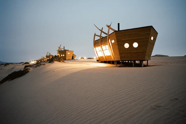 Hotel Barco Costa Esqueletos Schiffswrack-Lodge. Safari Namibia.