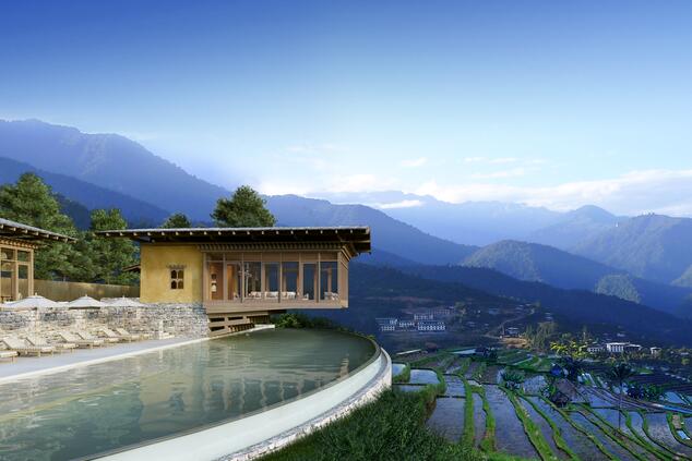 Infinity-Pool in Bhutan.