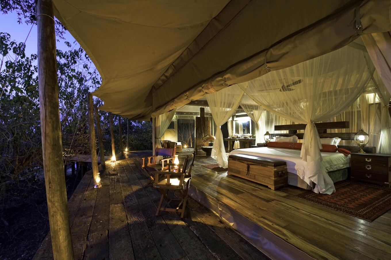 Zarafa Camp in einem privaten Naturschutzgebiet in Botswana.